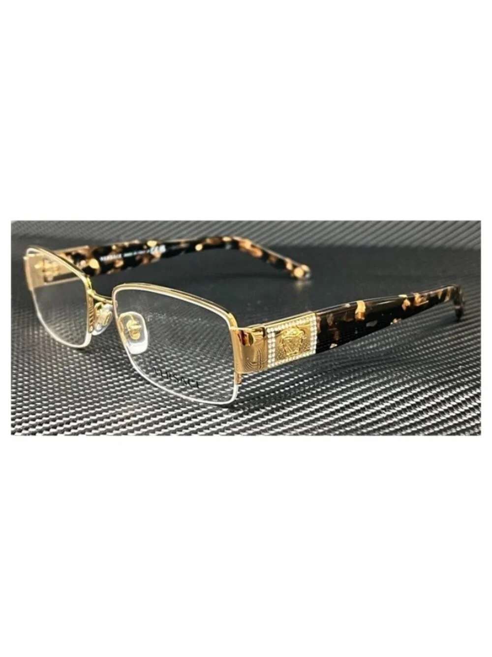 New Versace Women  Gold Havana Eyeglasses  53- 17-